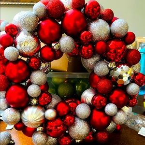 Large Red & Silver Ornament Wreath.